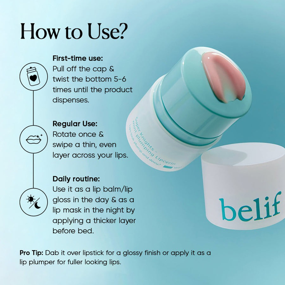 BELIF Super Knights Mint plumper Lipcerin balsam de buze - hidratare si volum, 15 ml