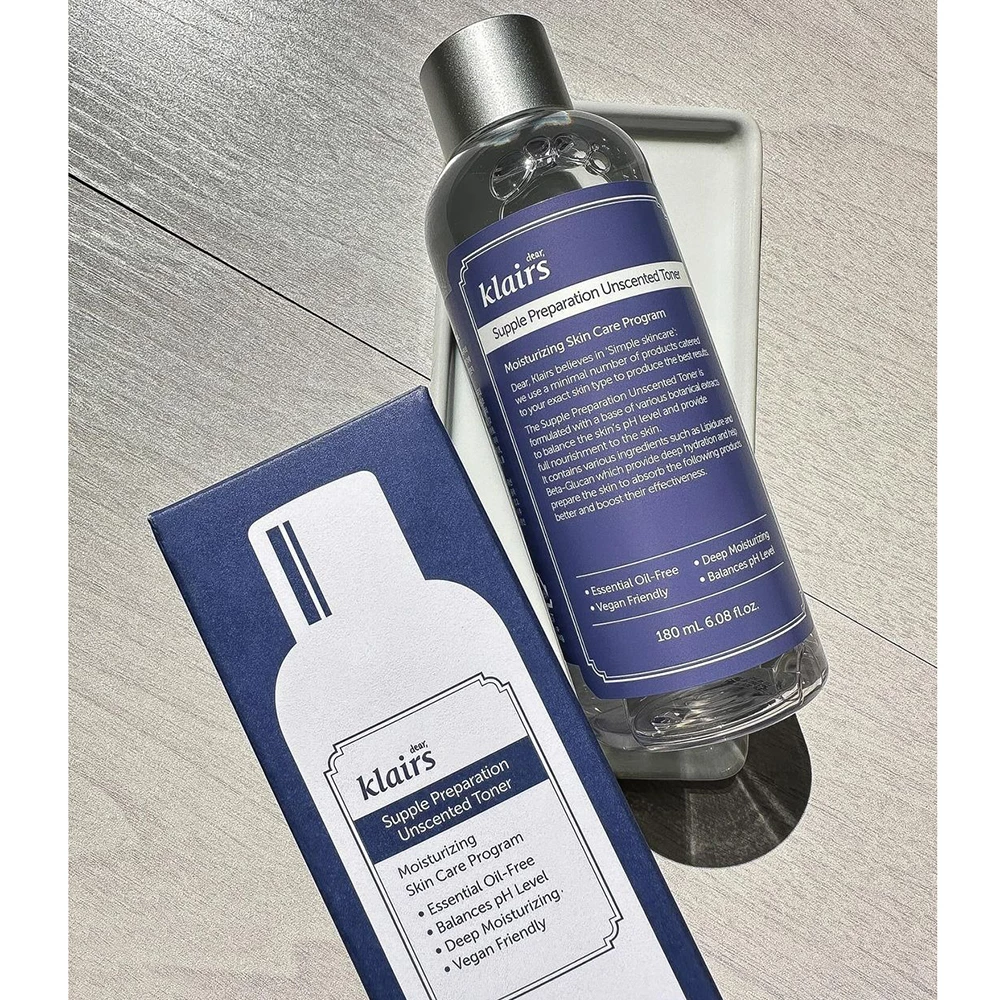 Dear Klairs Supple Preparation Toner facial fara parfum - Toner hidratant calmant cu acid hialuronic si Centella Asiatica, 180 ml