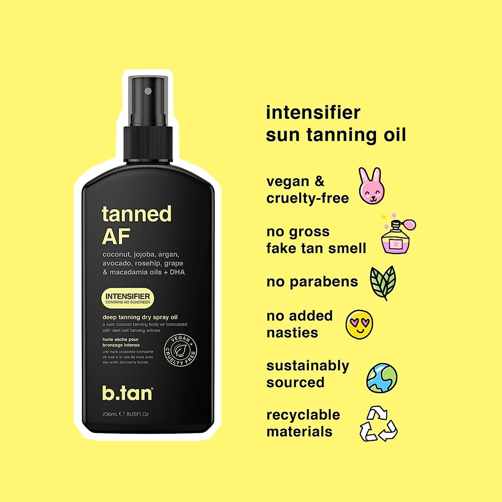 B.tan Tanned AF Ulei Spray Autobronzant Intens - Accelerare Bronzare si Hidratare Profunda cu 7 Uleiuri Naturale, 236 ml