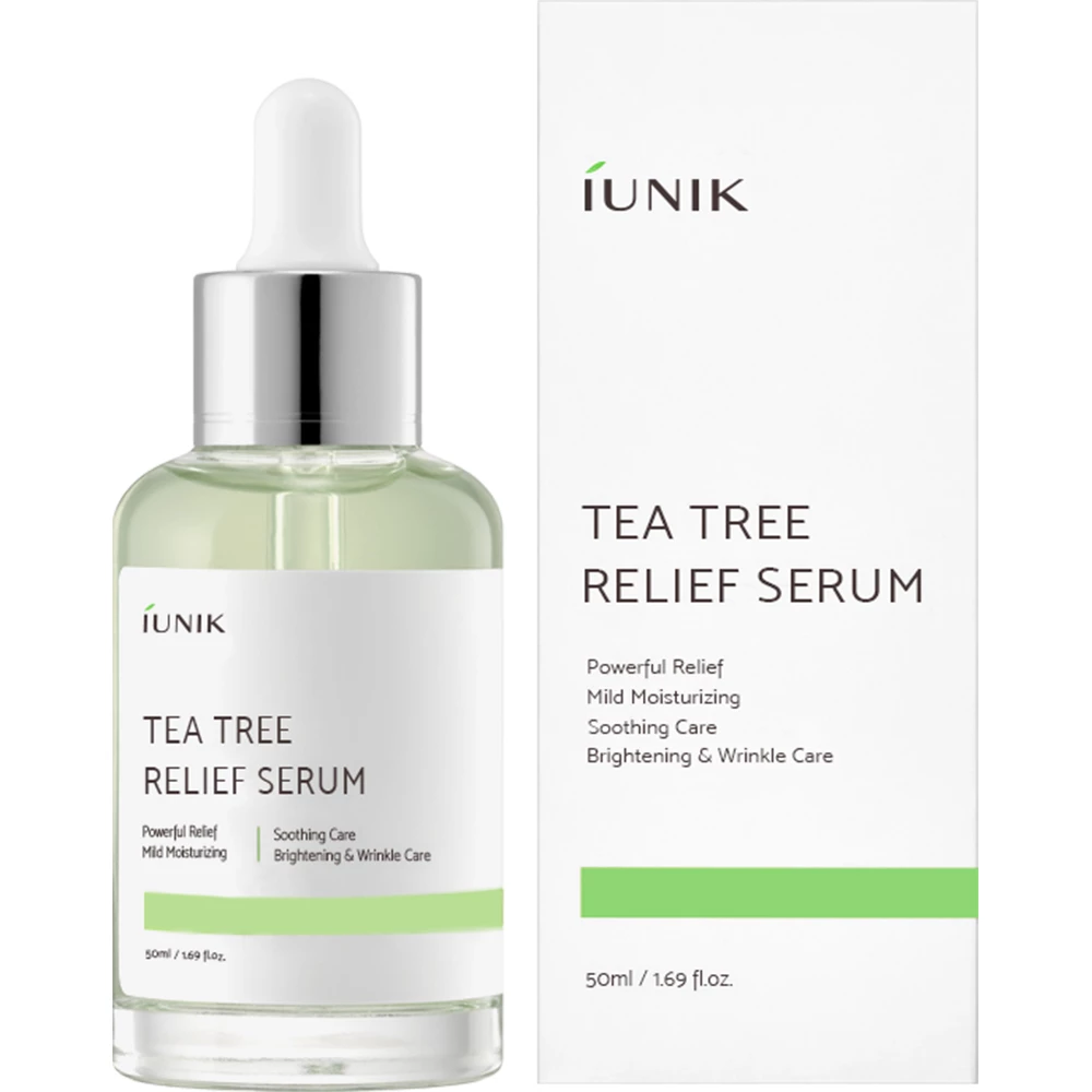 IUNIK Tea Tree Relief Ser pentru fata 50 ml - calmare, hidratare si luminozitate pentru ten sensibil, 50 ml