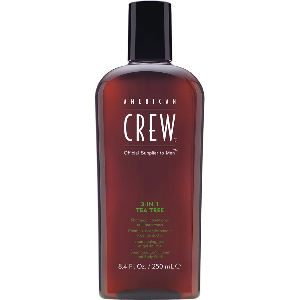 American Crew Tea Tree Sampon 3 in 1 cu arbore de ceai - Curatare intensa si hidratare, 250 ml
