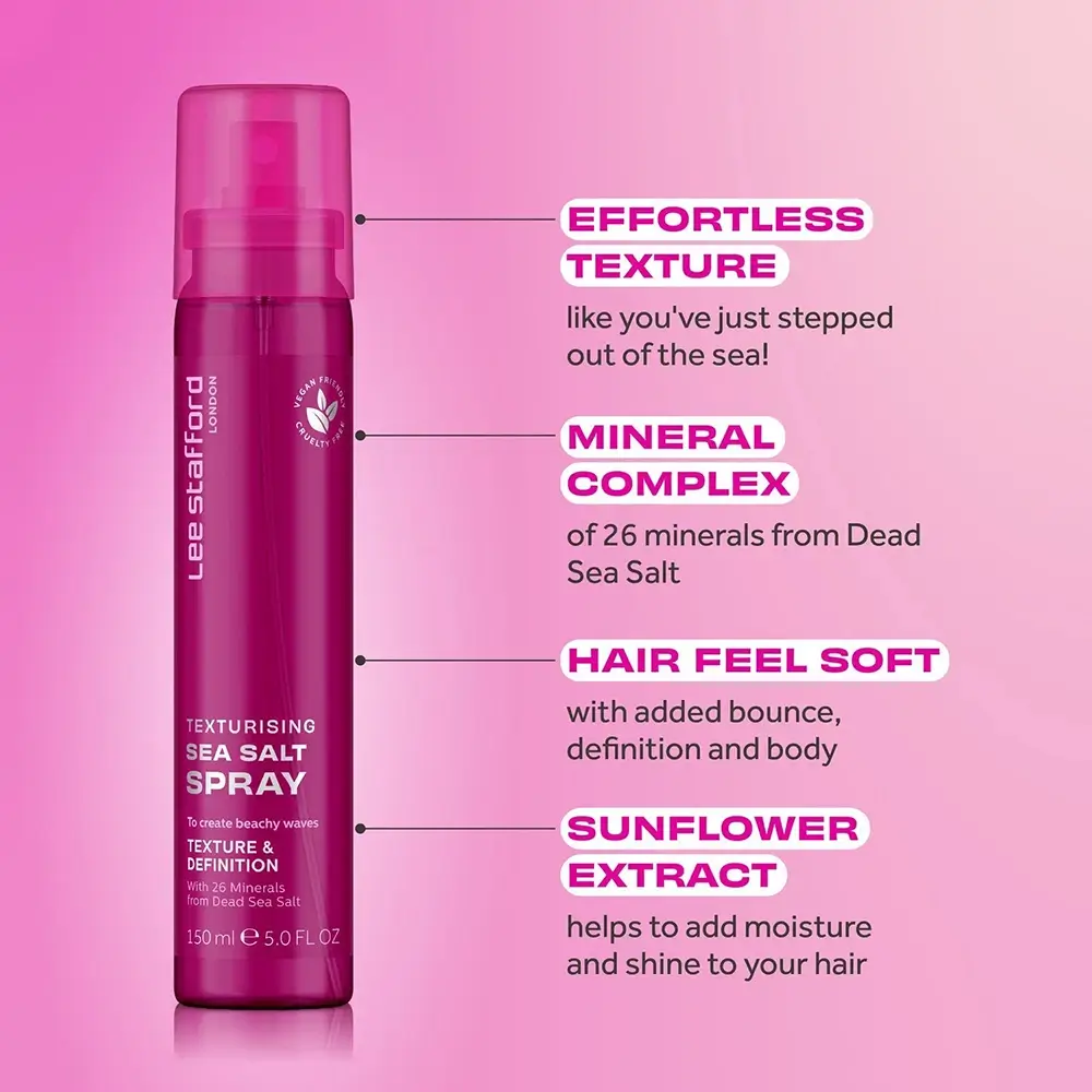 Lee Stafford Texturising Sea Salt Spray Spray pentru par cu sare de mare - Textura, Volum si Stralucire, 150 ml