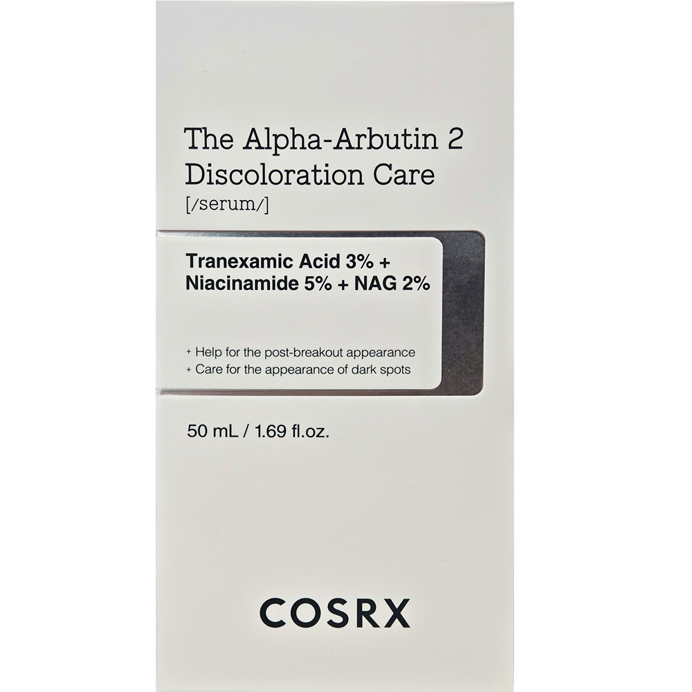 COSRX The Alpha-Arbutin 2 Discoloration Care, 50 ml - ser de fata formulat cu alpha-arbutin si niacinamida, care contribuie la uniformizarii nuantei pielii si la reducerea aspectului petelor post-acnee si al hiperpigmentarii