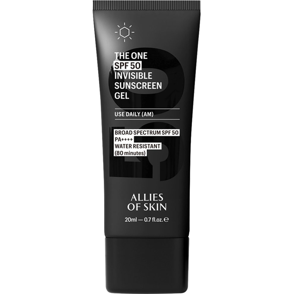 Allies of Skin The One SPF 50 Invisible Sunscreen Gel Deluxe – Cremă de Față, 20 ml | Protecție Solară Avansată