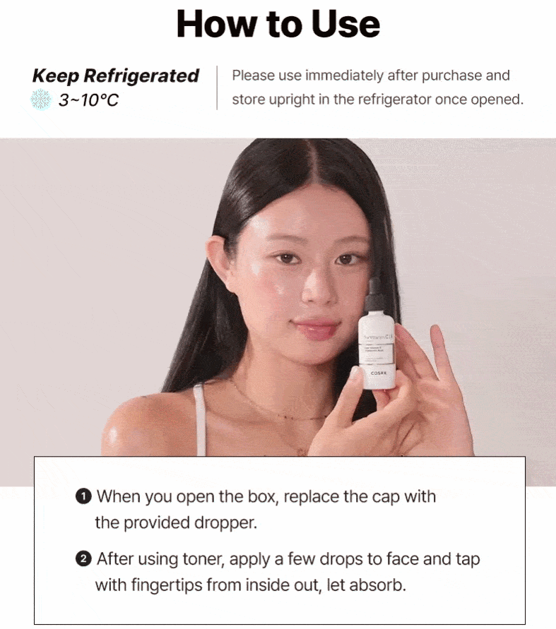 COSRX The Vitamin C 13 Serum, 20 ml - ser de fata formulat cu acid ascorbic si niacinamida, care contribuie la luminozitatea tenului si la mentinerea hidratarii
