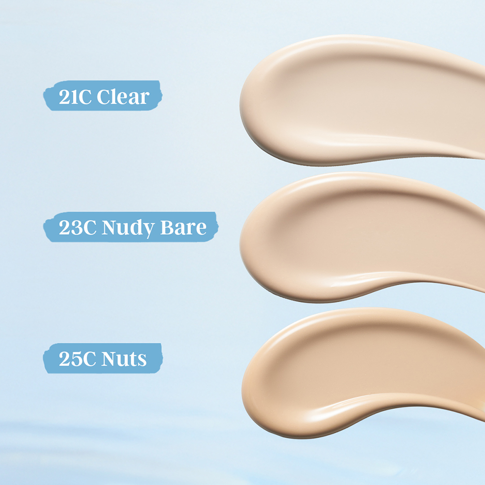 BLACK ROUGE Thin Layer Clear Cushion - fond de ten cushion cu textura lejera, finisaj semi-stralucitor si protectie solara SPF50+ PA++++, care contribuie la uniformizarea aspectului tenului si la estomparea vizibila a imperfectiunilor - 25C Nuts