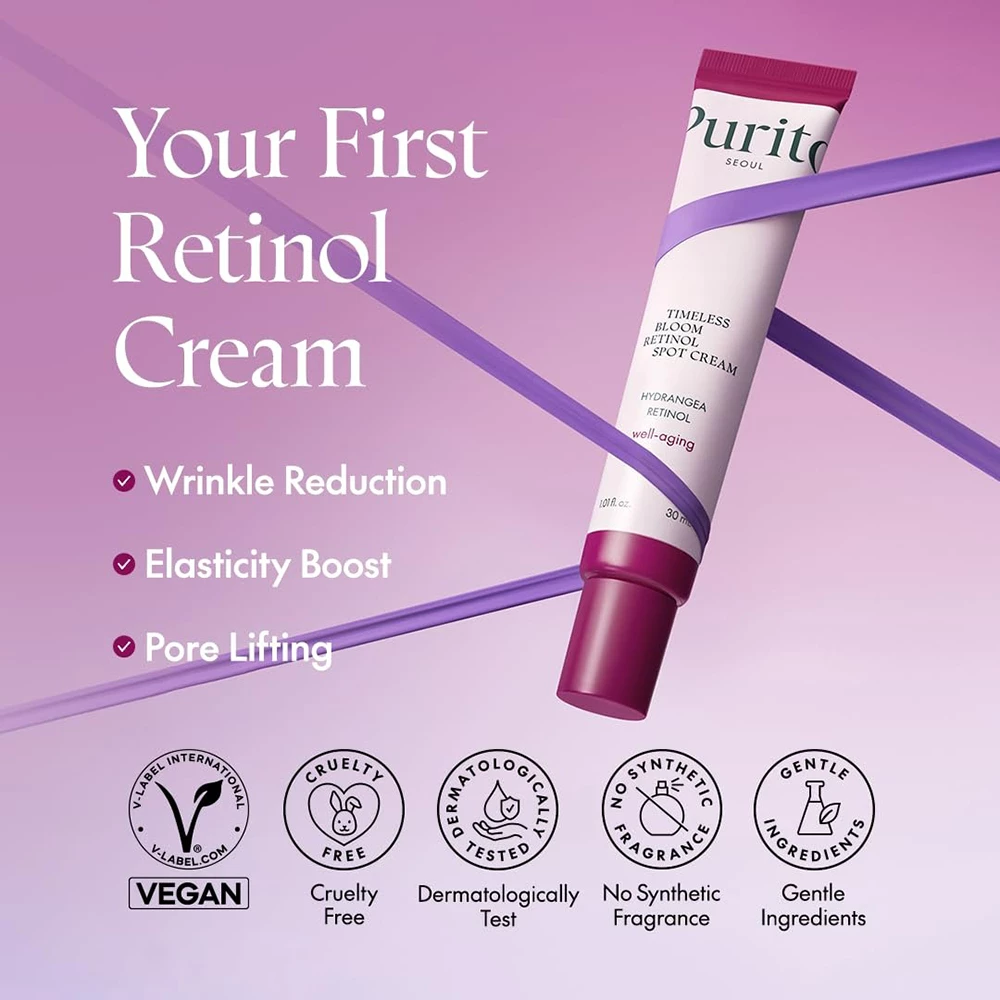 PURITO Timeless Bloom Crema de fata anti-rid cu Retinol - Fermitate si Elasticitate, 30 ml