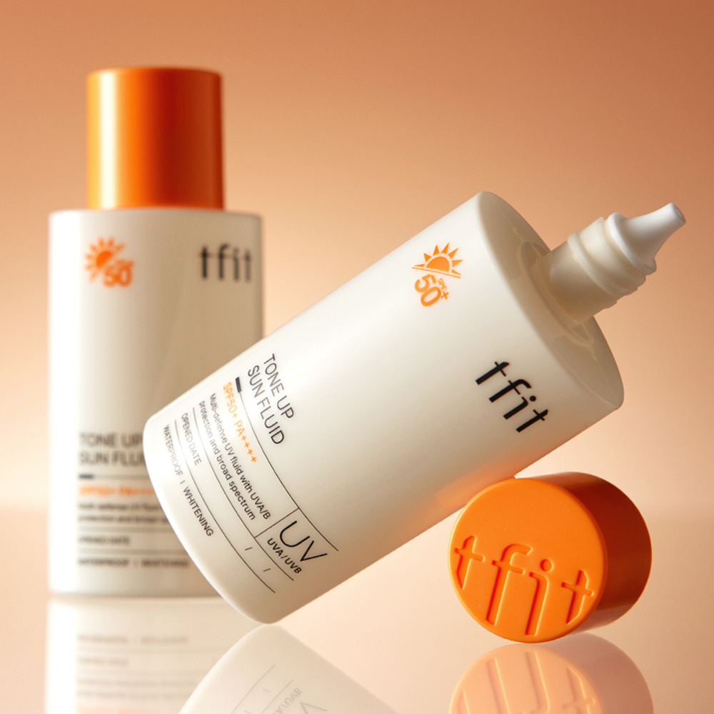 TFIT Tone Up Sun Fluid – Cremă de Față cu Protecție Solară SPF50+ PA++++, 50 ml | Formula imbogatita cu calamina, exctract de mar Redlove si niacinamida