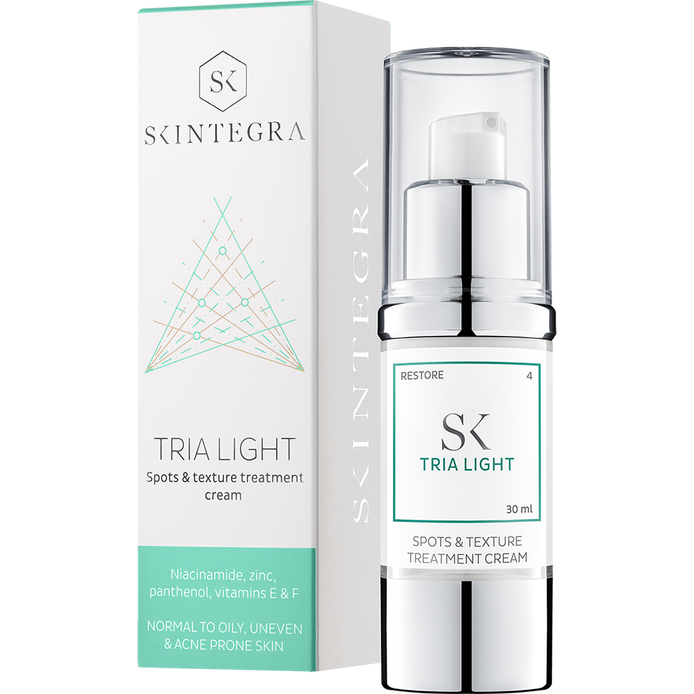SKINTEGRA Tria Light 30 ml - Crema de fata formulata cu niacinamida vitamina B3 si Zinc PCA, care contribuie la reglarea productiei de sebum si la mentinerea aspectului uniform al pielii