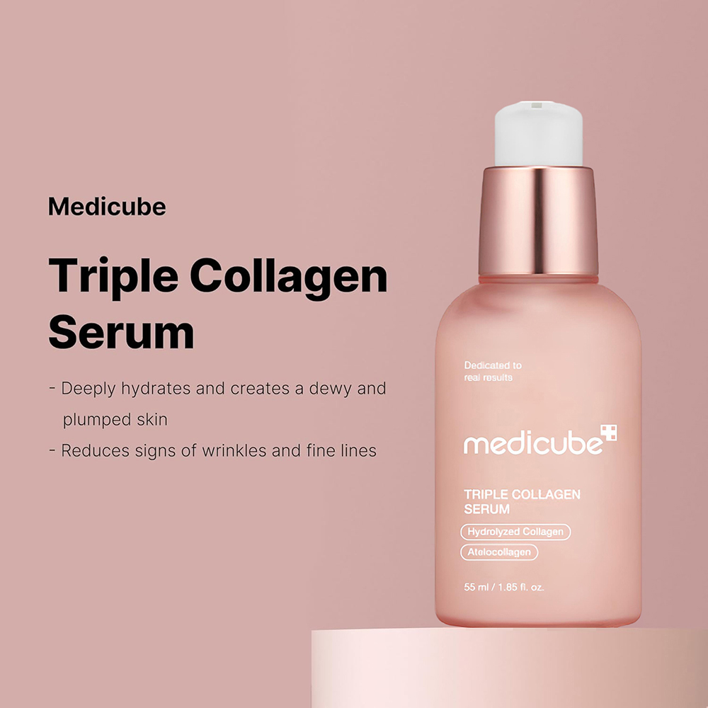 Medicube Triple Collagen Serum 4.0 – Ser de față cu 8 tipuri de colagen pentru fermitate și hidratare intensă