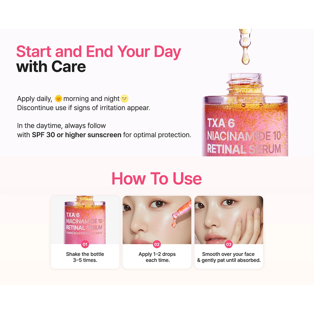 PURITO TXA 6 Niacinamide 10 Retinal ser de fata - luminozitate si fermitate, 30 ml