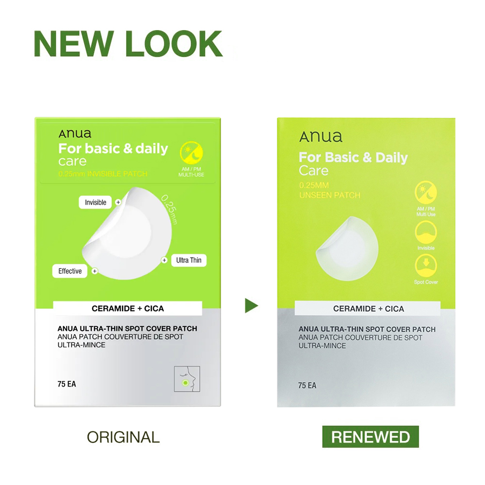 ANUA Ultra-Thin Spot Cover Patch - plasturi hidrocoloidali ultra-subtiri pentru imperfectiuni, formulati cu Centella Asiatica si ceramide, care contribuie la protejarea zonei si la mentinerea confortului pielii - 75 buc