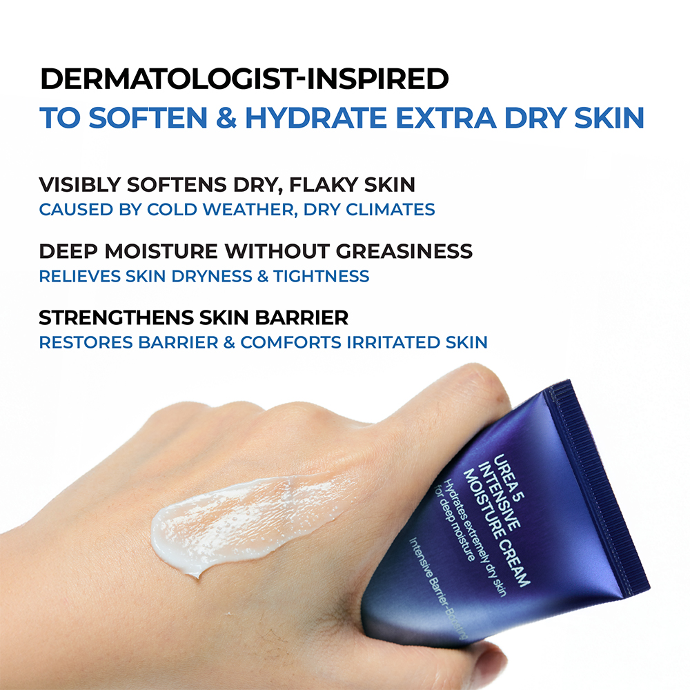 JUMISO Urea 5 Intensive Moisture Cream 80 ml - Crema de fata formulata cu uree si ceramida NP, care contribuie la hidratarea pielii foarte uscate, aspre sau descuamate in perioade cu aer uscat, temperaturi scazute sau expunere la aer conditionat