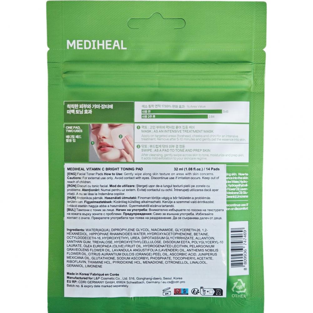 Vitamin C Bright Toning Pad Toner de fata dischete 14 buc