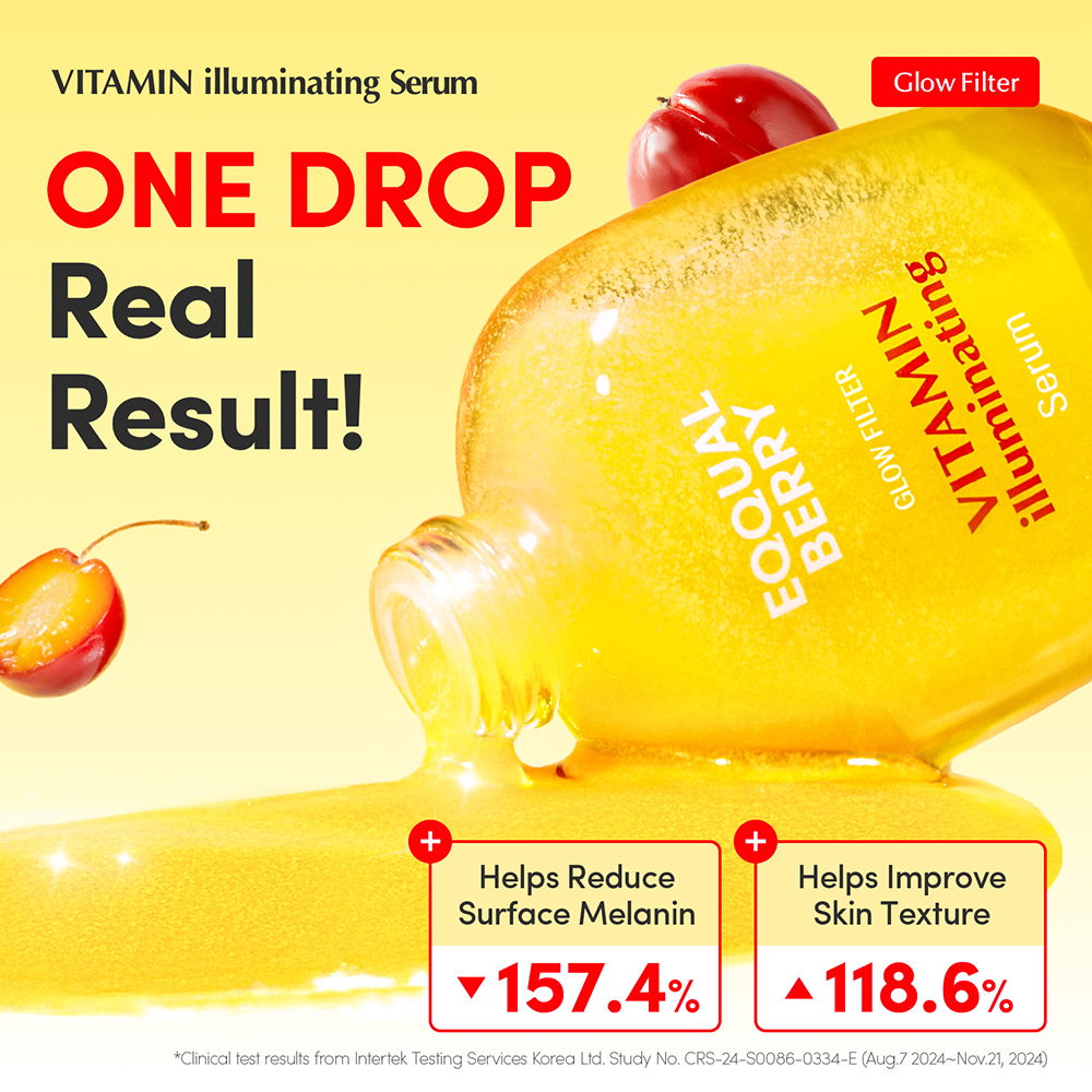 EQQUALBERRY Vitamin Illuminating Serum - ser de fata formulat cu apa de acerola si acid tranexamic, care contribuie la luminozitate si uniformizarea tonului pielii - 30 ml