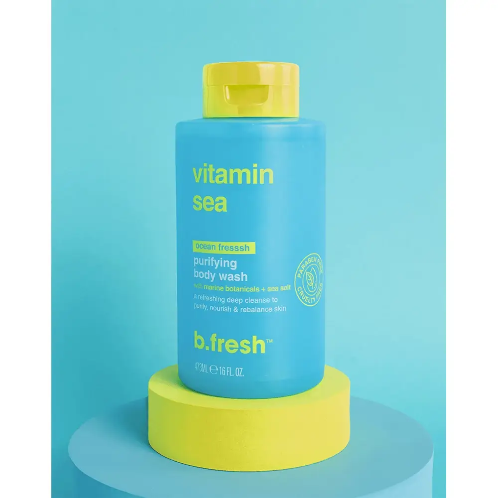 B.fresh Vitamin Sea Gel de dus revigorant cu extracte marine si sare de mare - Curatare profunda si echilibrare, 473 ml