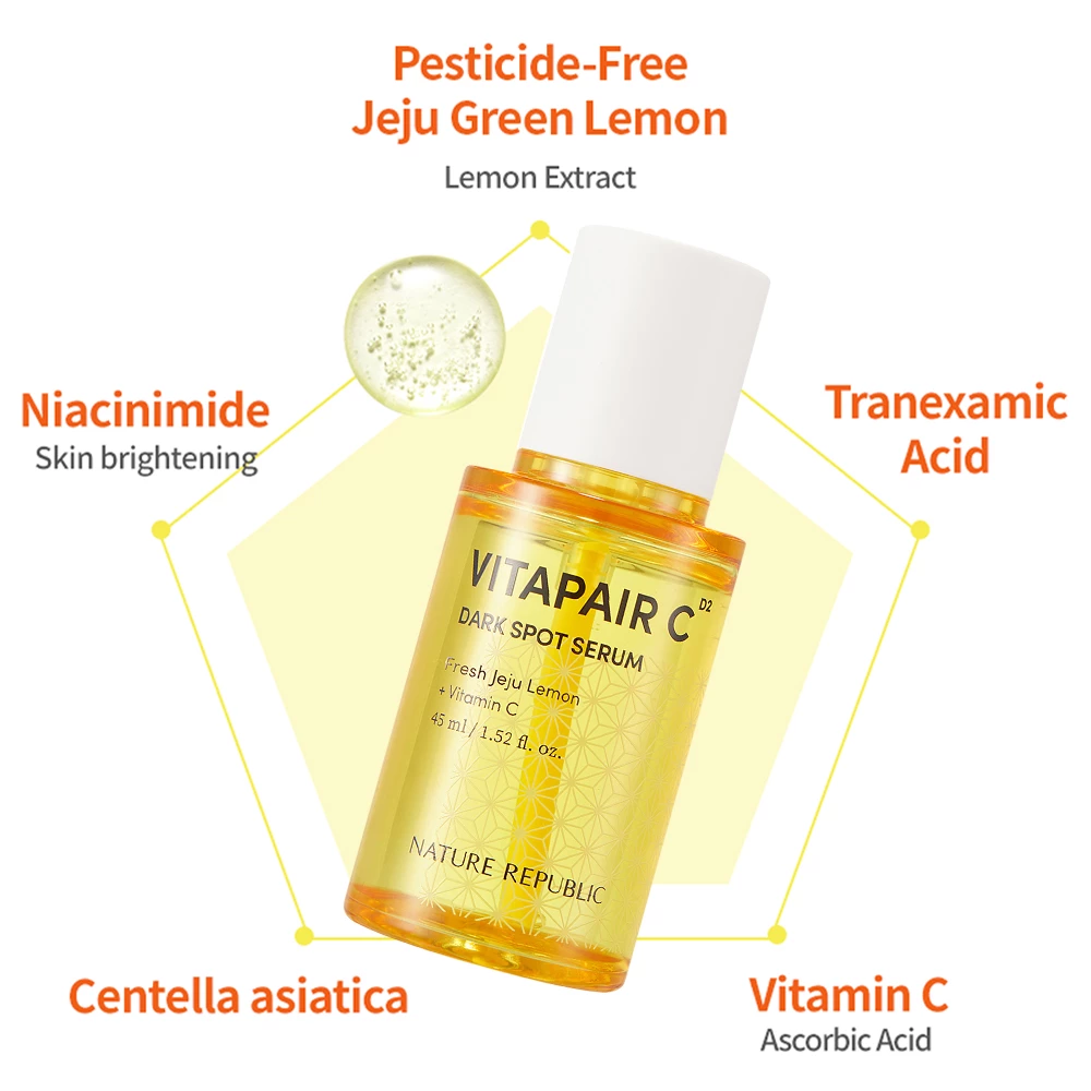 ​Nature Republic Vitapair C Dark Spot Serum – Ser iluminator cu Vitamina C și lămâie Jeju 45 ml​