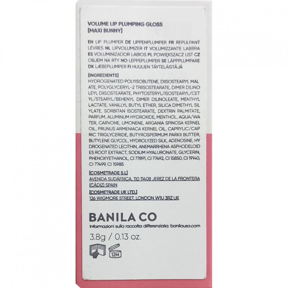 BANILA CO Volume Lip Plumper, Maxi Bunny - Luciu de buze formulat cu Vanillyl Butyl Ether si extract din radacina de Anemarrhena Asphodeloides, care contribuie la efectul de volum si la metinerea confortului buzelor