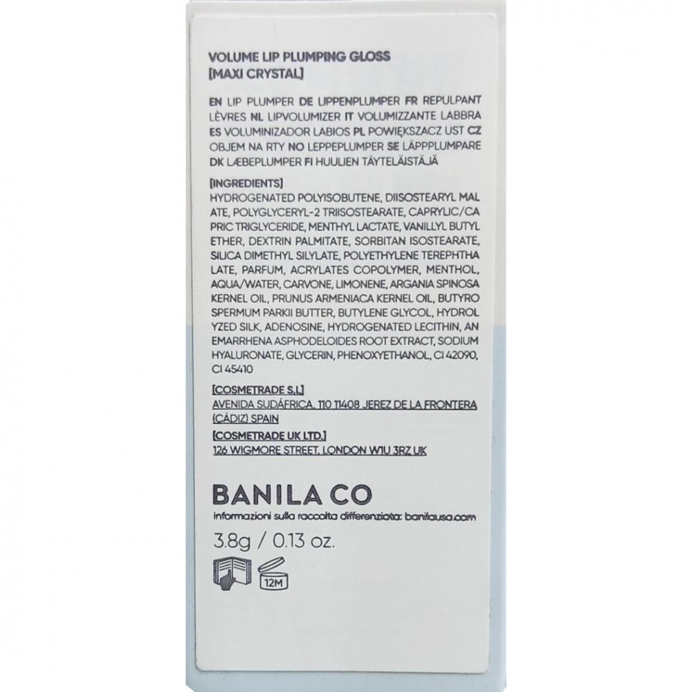 BANILA CO Volume Lip Plumper, Maxi Crystal - Luciu de buze formulat cu Vanillyl Butyl Ether si extract din radacina de Anemarrhena Asphodeloides, care contribuie la efectul de volum si la metinerea confortului buzelor