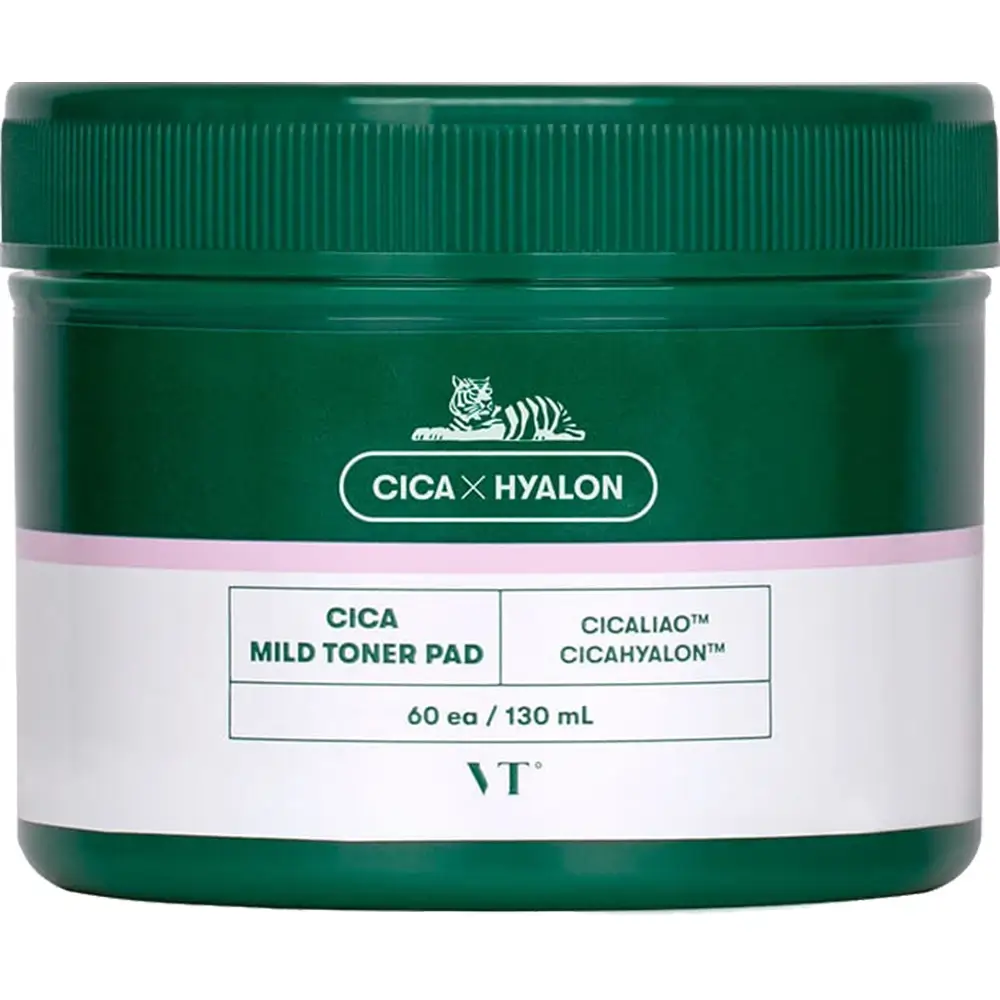 VT COSMETICS Cica Mild Toner Pad Dischete Toner - Exfoliere Blanda si Hidratare Calmant-, 60 buc