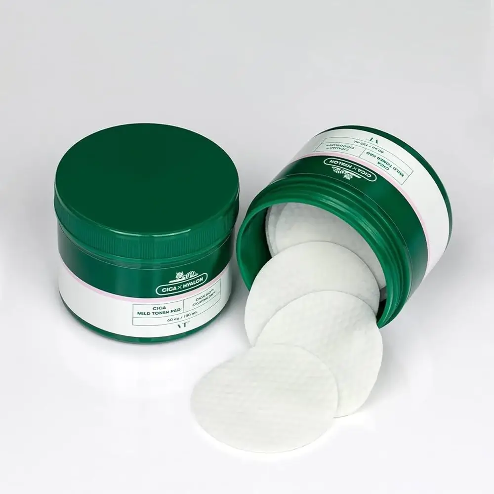 VT COSMETICS Cica Mild Toner Pad Dischete Toner - Exfoliere Blanda si Hidratare Calmant-, 60 buc