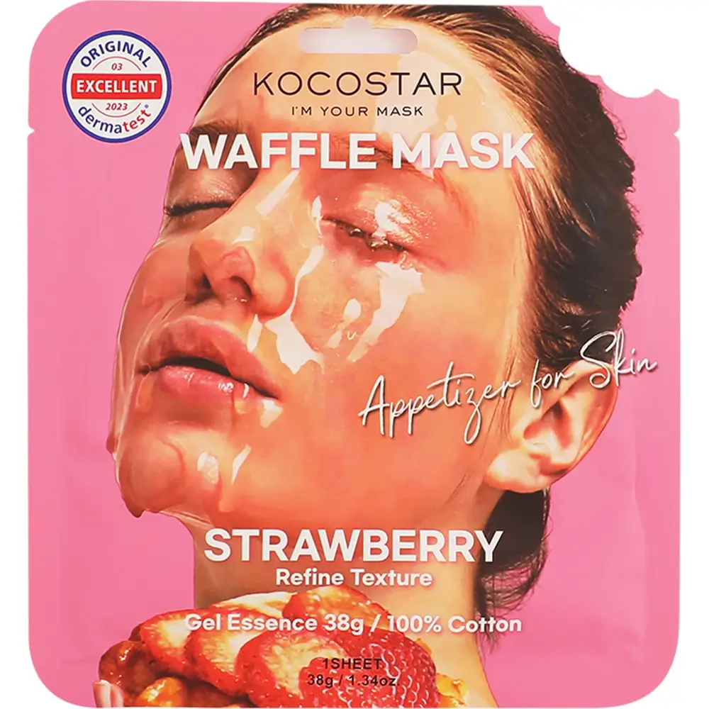KOCOSTAR Waffle Mask masca tip servetel cu extract de capsune - hidratare intensa si ten radiant, 38 gr