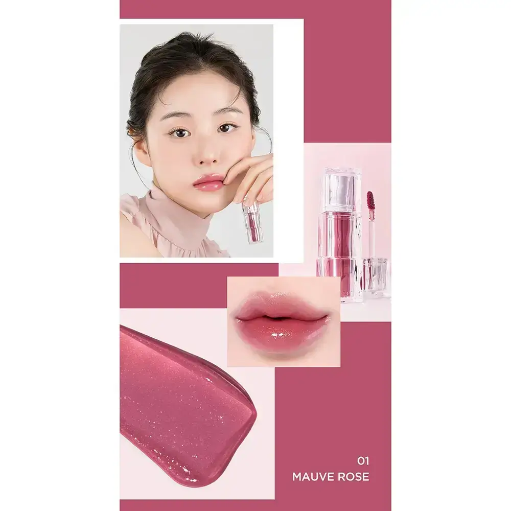 TIRTIR Waterism Glow Tint Nuantator pentru buze 01 Mauve Rose - Hidratare Intensa, Stralucire Glossy si Culoare Rezistenta, 4 gr