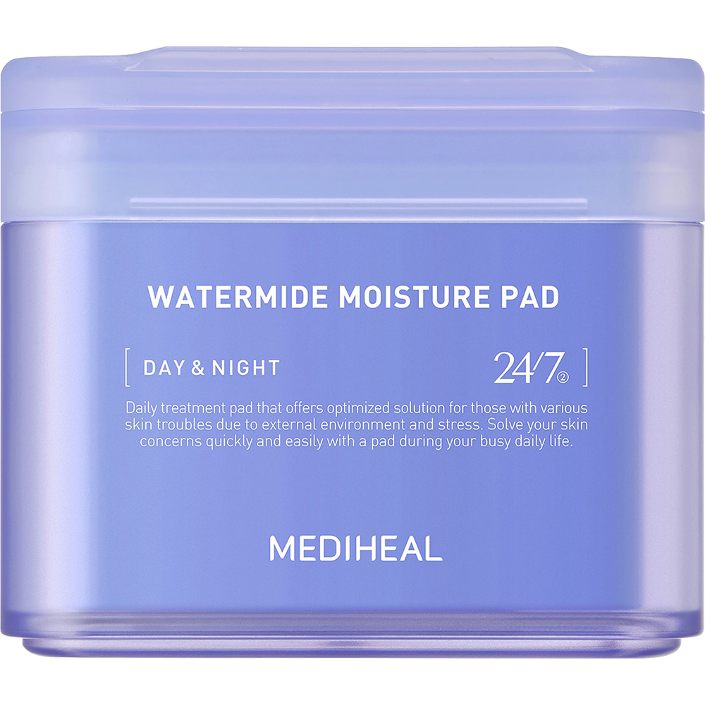 MEDIHEAL Watermide Moisture Pad - toner de fata formulat cu acid hialuronic si squalane, care contribuie la hidratarea pielii si la reducerea aspectului pielii umflate - 100 buc