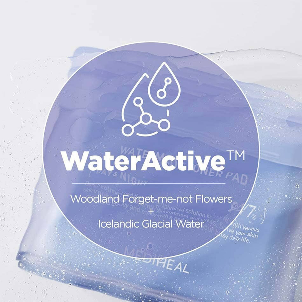 MEDIHEAL Watermide Moisture Pad - toner de fata formulat cu acid hialuronic si squalane, care contribuie la hidratarea pielii si la reducerea aspectului pielii umflate - 100 buc