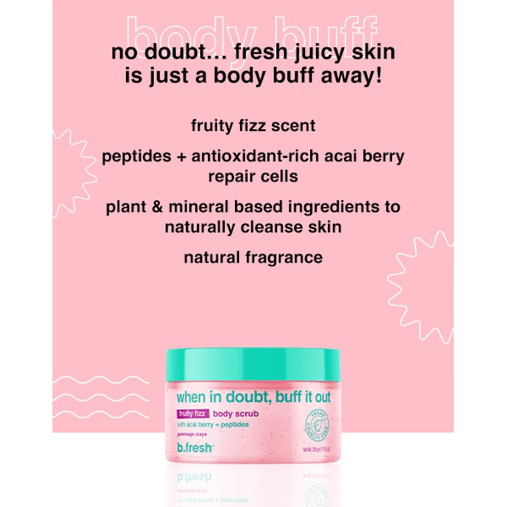 B.fresh Smooth & Glow exfoliant pentru corp cu peptide si fructe - exfoliere delicata si hidratare intensa, 200 ml
