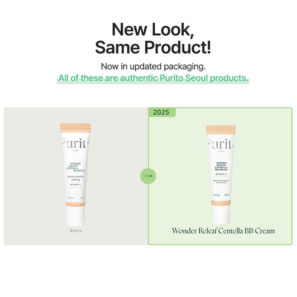 PURITO Wonder Releaf Centella BB Cream 13 Neutral Ivory - acoperire, calmare si stralucire 30 ml