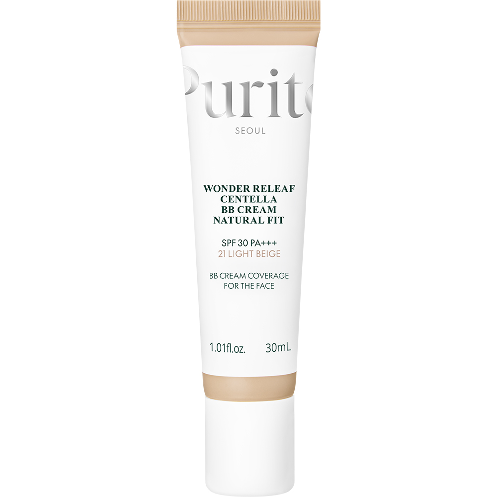 PURITO Wonder Releaf Centella BB Cream Natural Fit 21 Light Beige SPF 30 PA++++, 21 Light Beige, 30 ml — Crema coloranta de fata formulata cu niacinamida si extract de Centella Asiatica, care contribuie la uniformizarea aspectului tenului si la mentinerea unui aspect neted