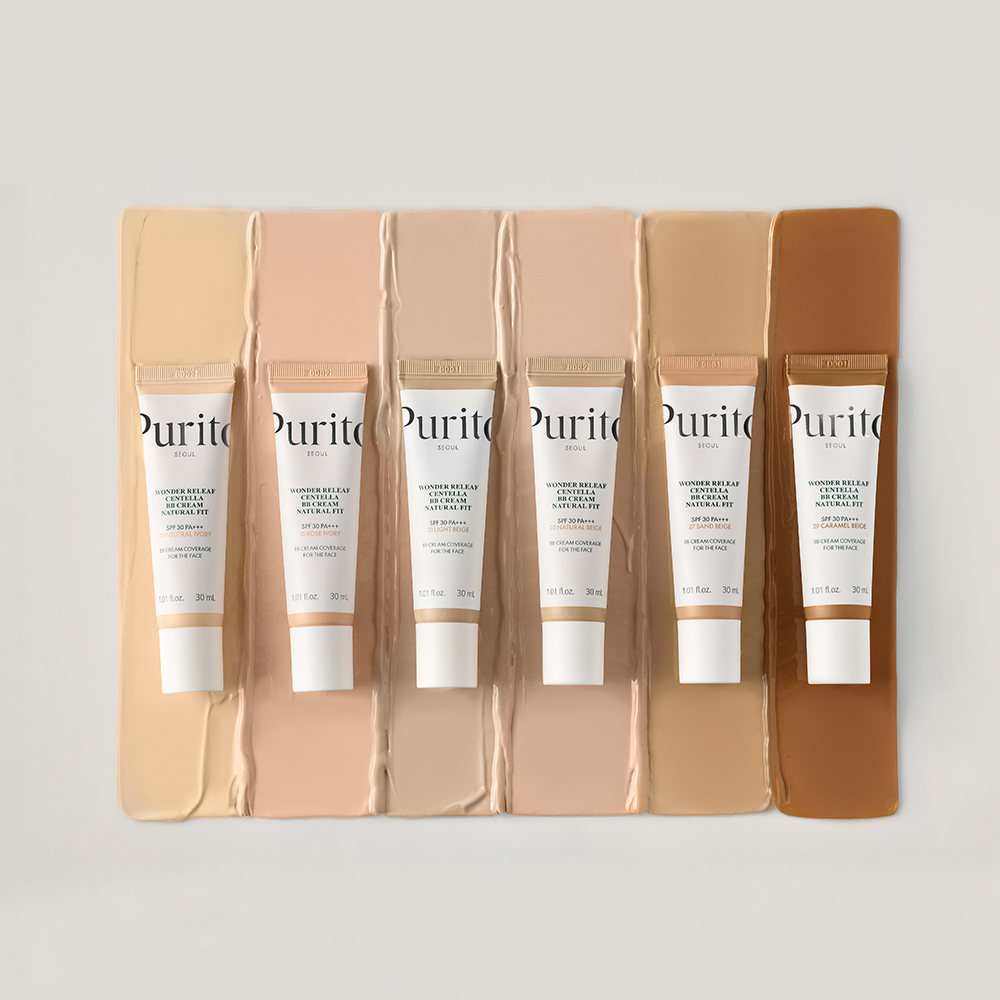 PURITO Wonder Releaf Centella BB Cream Natural Fit, 29 Caramel Beige, 30 ml - Crema coloranta de fata formulata cu niacinamida si extract de Centella Asiatica, care contribuie la estomparea vizuala a rosetii si a imperfectiunilor si la mentinerea unui aspect uniform al tenului, SPF30 PA+++