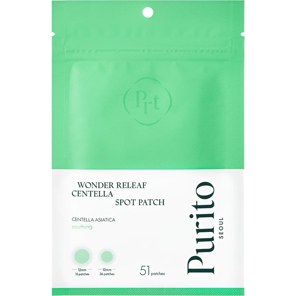 PURITO Wonder Releaf Plasturi pentru Acnee Centella 51 buc - Calmare si Vindecare Rapida pentru Cosuri, 51 buc