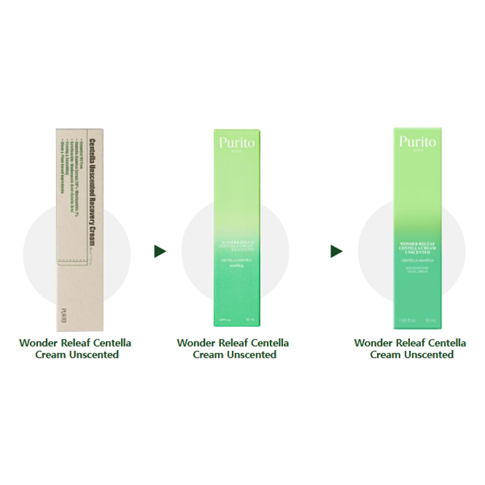 PURITO Wonder Releaf Crema pentru Fata Centella Unscented - Calmanta si Hidratare Intensa pentru Ten Sensibil, 50 ml