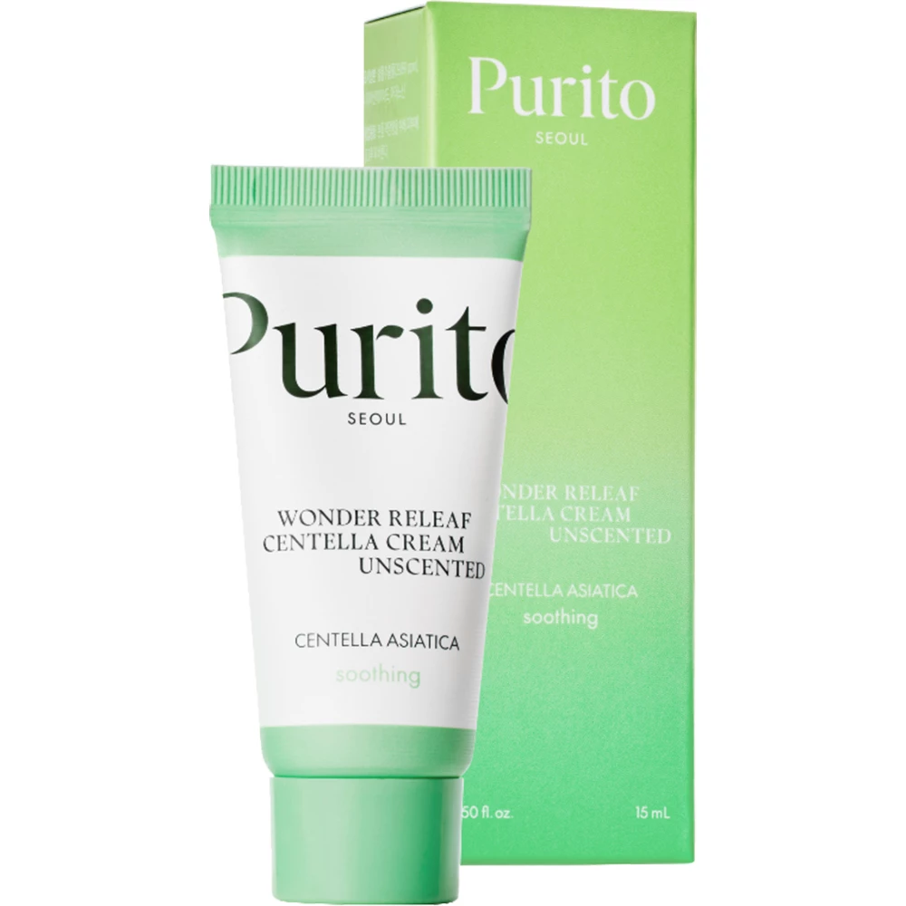PURITO Wonder Releaf Crema pentru fata Centella Unscented - Calmanta si Hidratare Profunda pentru Ten Sensibil, 15 ml