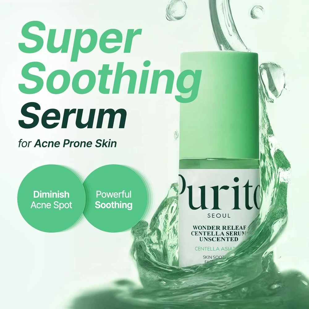 PURITO Wonder Releaf Ser pentru Fata Centella Unscented - Calmare Rapida si Hidratare, 60 ml