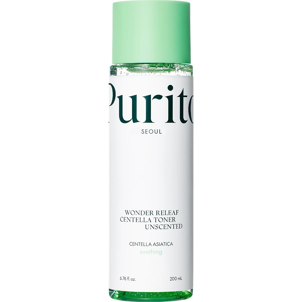 PURITO Wonder Releaf Toner facial calmant Centella Unscented - Calmare rapida si hidratare intensa pentru piele sensibila, 200 ml
