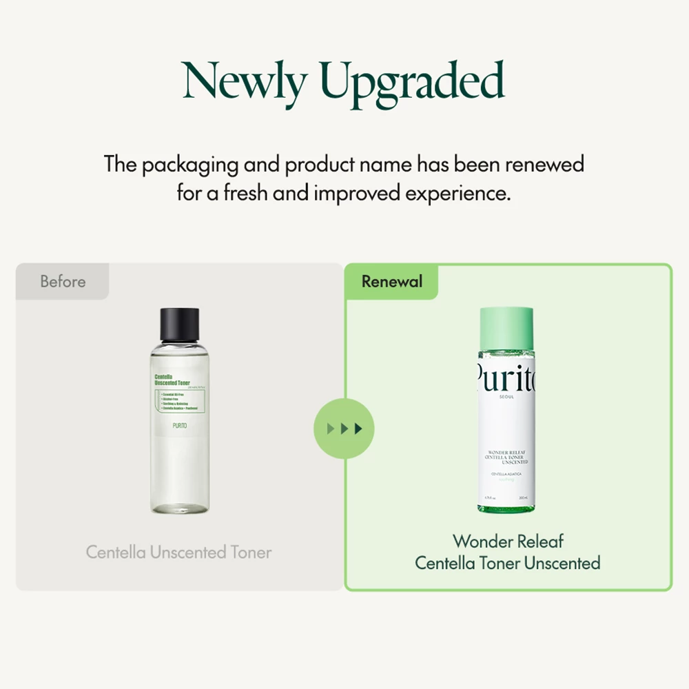 PURITO Wonder Releaf Toner facial calmant Centella Unscented - Calmare rapida si hidratare intensa pentru piele sensibila, 200 ml