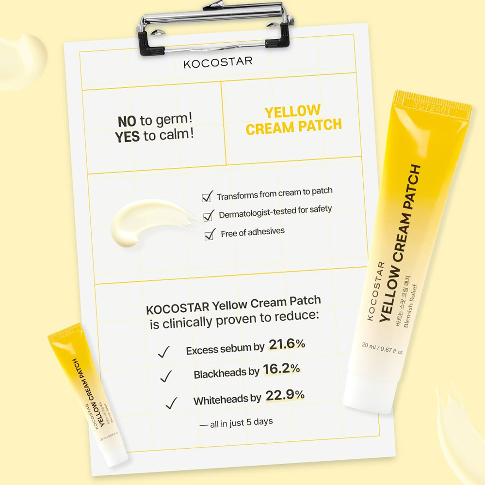 Kocostar Yellow Cream Patch – Cremă Patch 2-in-1 pentru Imperfecțiuni & Acnee (20 ml) | Protecție & Vindecare Rapidă