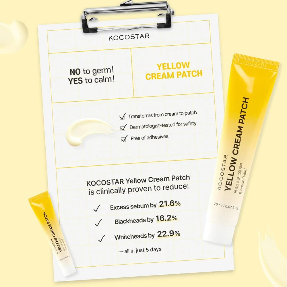 KOCOSTAR Yellow Collection Crema plasture anti-imperfectiuni Yellow Cream - Tratament intensiv acnee si protectie piele, 20 ml