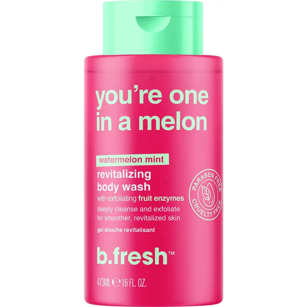 B.fresh You're One In A Melon Gel de dus revigorant cu Pepene Verde si Menta - Exfoliere Blanda si Naturala, 473 ml