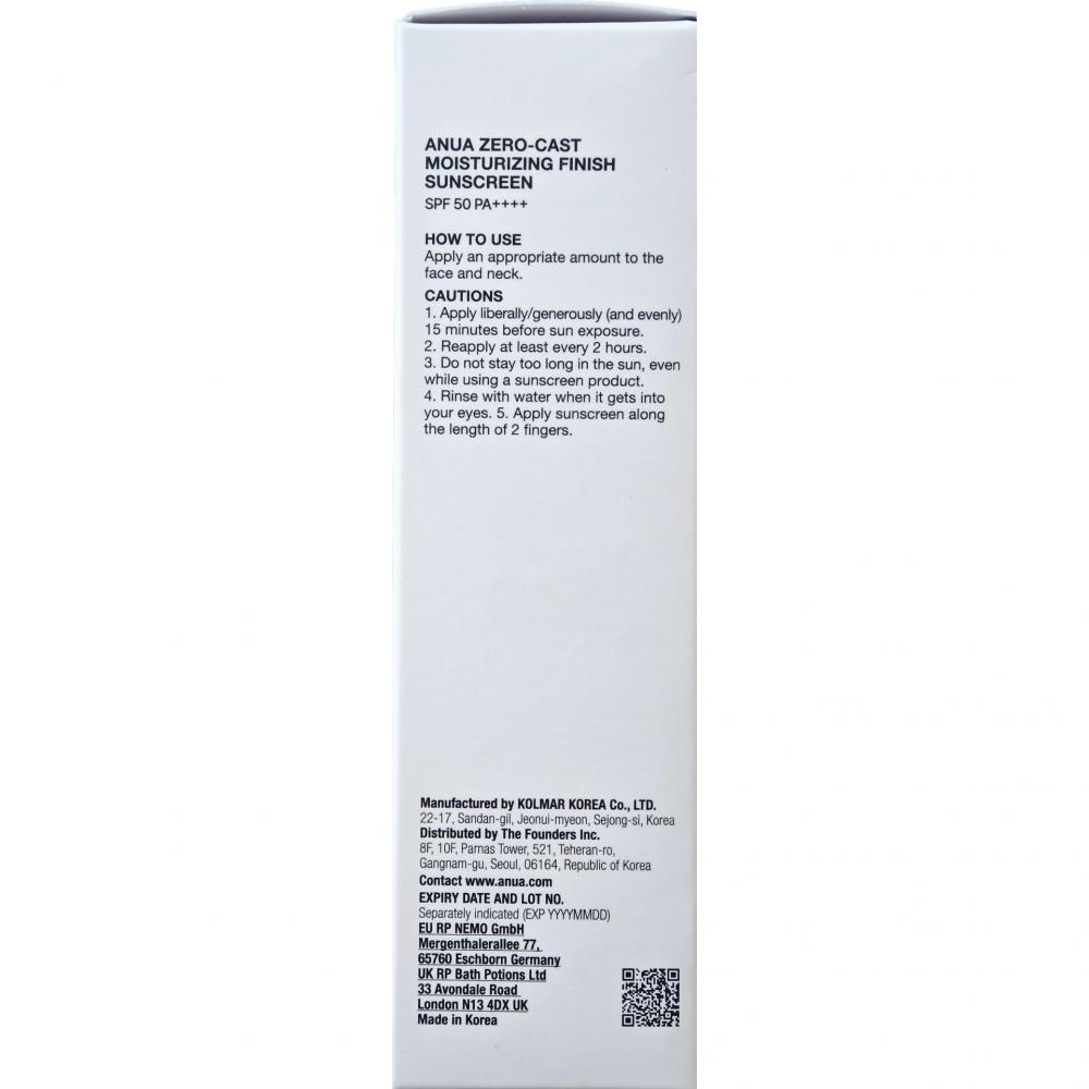 Zero-Cast Moisturizing Finish Sunscreen SPF 50 PA++++ Crema de fata 50 ml