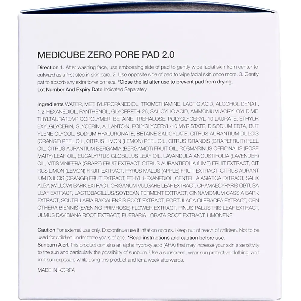 MEDICUBE Zero Pore dischete tonice pentru fata 70 buc - exfoliere delicata si reducerea porilor, 140 ml