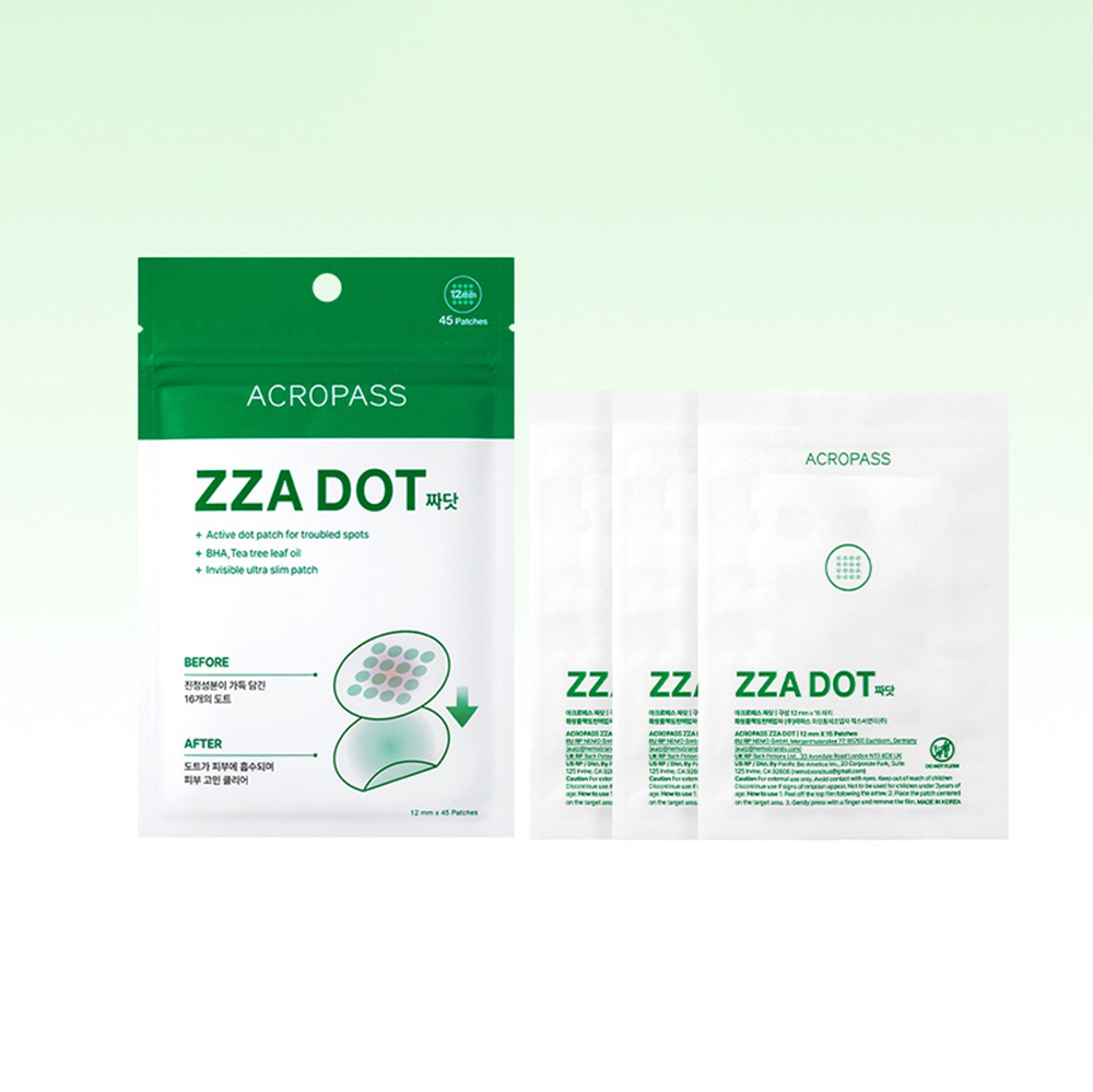 ACROPASS ZZA DOT - plasturi formulati cu BHA (acid salicilic) si ulei de Tea Tree, care contribuie la ingrijirea locala a zonelor cu imperfectiuni si la metinerea zonei curate - 45 buc