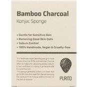 PURITO Bamboo Charcoal Konjac - Burete pentru fata formulat cu jeleu de limba diavolului Konjac si carbune de bambus, care contribuie la curatarea tenului si la mentinerea confortului cutanat
