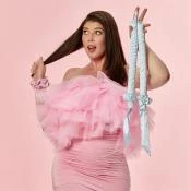 GLOV Barbie Cordeluta pentru bucle Albastru - Ondulare fara caldura si fara deteriorare, reutilizabila, 1 buc