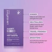 LEE STAFFORD Bleach Blondes Balsam Nuantator Purple Hot Shots - Neutralizare Rapida si Stralucire pentru Par Blond, 4x15ml