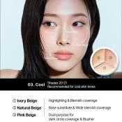 TFIT Cover Up Pro Concealer Paleta Corectoare #03 Cool - Corector Rezistent la Apa si Transpiratie cu Acid Hialuronic si Ceramide, Acoperire 12 Ore, 15 gr
