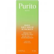 PURITO Daily Soft Touch Mini SPF 50+, 15 ml - crema de fata formulata cu filtre UVA si UVB si pantenol, care contribuie la protectia solara de pana la 10 ore, Outdoor